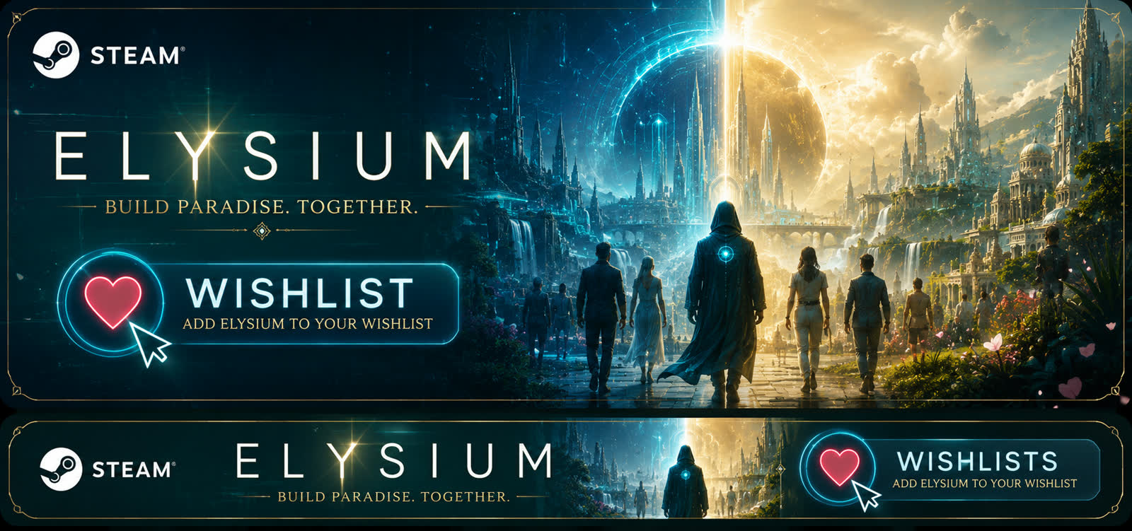 Add ELYSIUM to your Steam Wishlist — Build Paradise. Together.