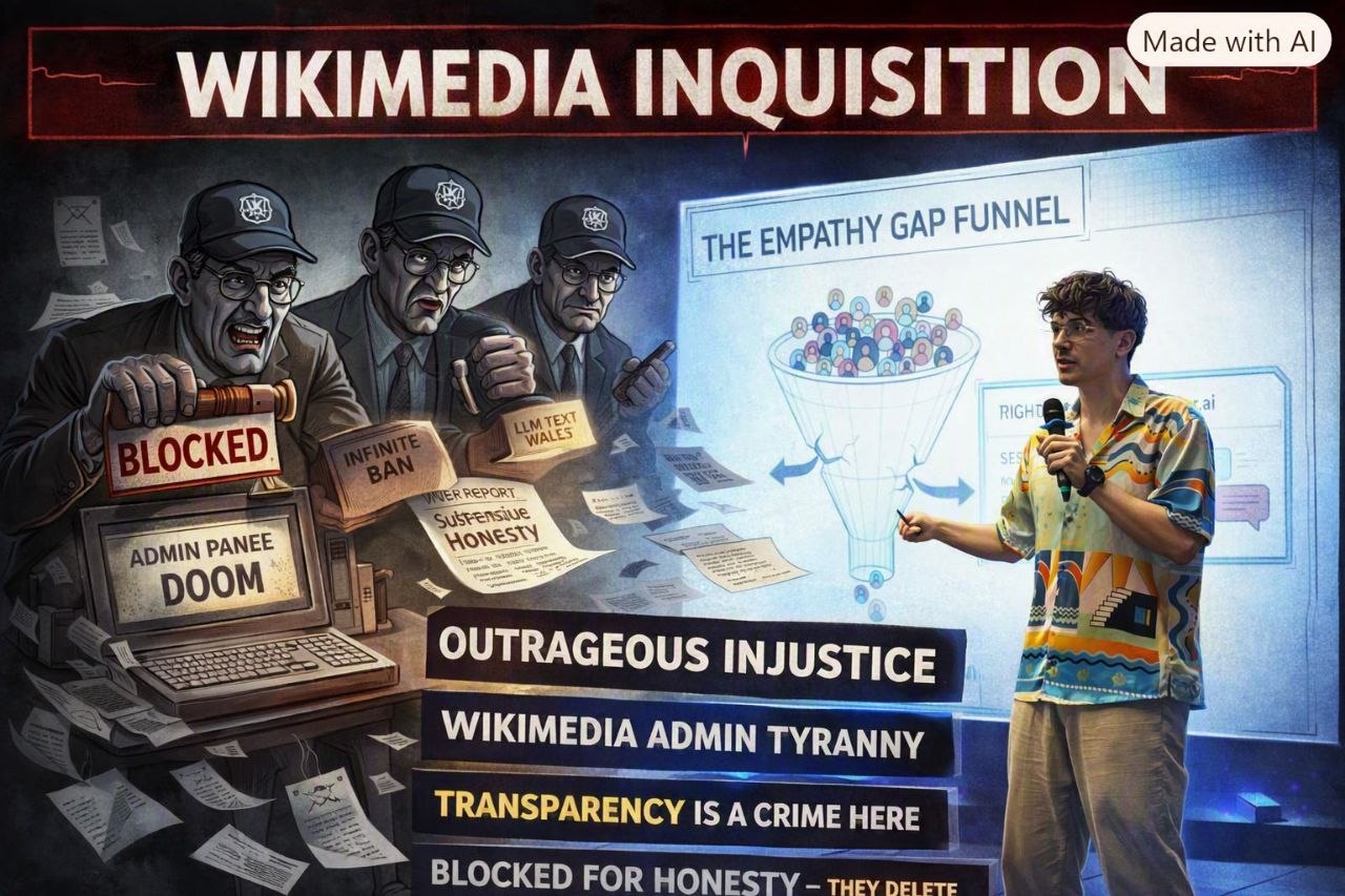 Wikimedia Inquisition illustration — blocked for honesty
