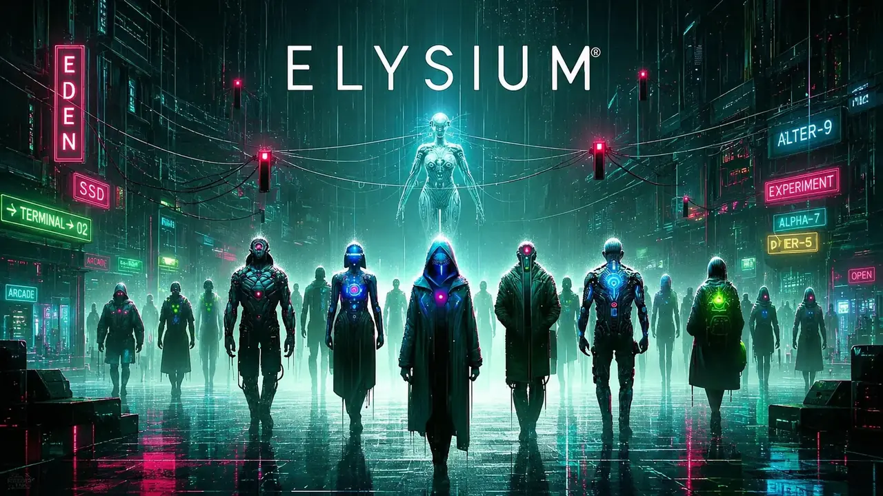 ELYSIUM Port and portals in a cyberpunk city
